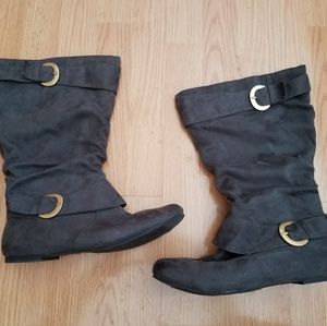 Faux suade mid calf-high fashion boots